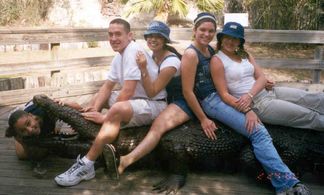 some of us at the zoo on the alligator