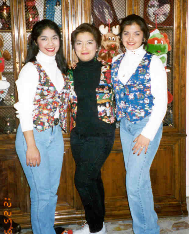My mother, sister, and I at Christmas ' 99